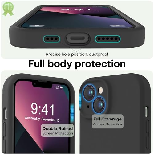 Image of LOVE 3000 Designed for iPhone 13 Case, Premium Silicone with [Camera Protection] [Soft Anti-Scratch Microfiber Lining] Shockproof Protective Phone Case for iPhone 13 Women Men Girls 6.1 inch, Black