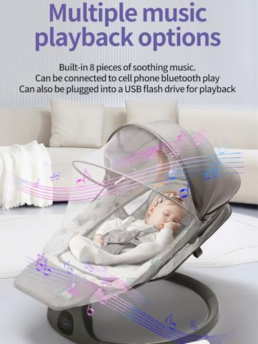 Image of SOFTIES Automatic Cradle for Baby Rocker Grey Thunder | 0 to 12 Months | Swing for New Born Baby | Automatic Swing Cradle for Infants.