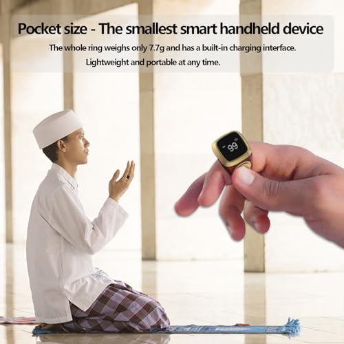 Image of Smart Tasbih Zikr Ring, 20mm Muslim Digital Azan Alarm Clock, Tasbih Counter Smart Ring (Red)