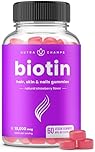 Biotin Gummies | 5000mcg Per Gummy | Hair Skin & Nails Vitamins | Vitamins Gummies | Healthy Hair Supplement for Women & Men | Vegan & Non-GMO | Natural Strawberry (1)