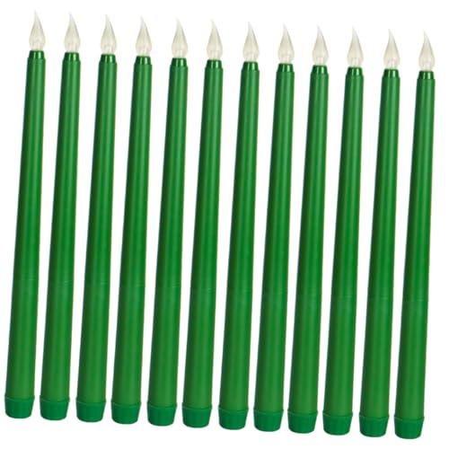Velas a pilas LED verdes con efecto llama real para iluminación de eventos