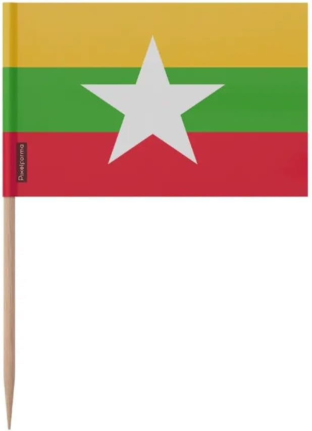 Burma Flag Toothpicks in Various Sizes 100 Pieces 10 cm