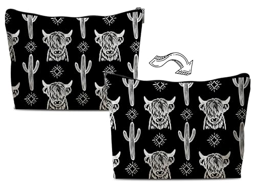 Image of Cow Makeup Bag - Cowgirl Stuff, Western Gifts - Leather COW K