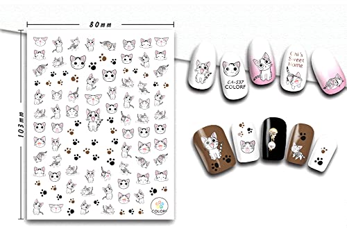 6 Sheets Cute Cat Nail Art Stickers Cartoon Nail Decals 3D Nail Art Supplies Self-Adhesive Cat Cartoon Designer Nail Stickers Manicure Tips Acrylic Nails Decoration Accessories For Women Kids Girls #TOP2