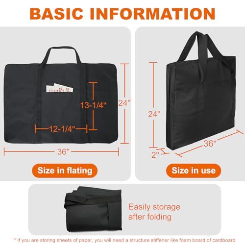 Image of Cupohus Waterproof Art Portfolio Bag 25 inch x 37 inch for 24 inch x 36 inch Artworks with Outer Pockets and Handle, Student Carrying Storage Bag