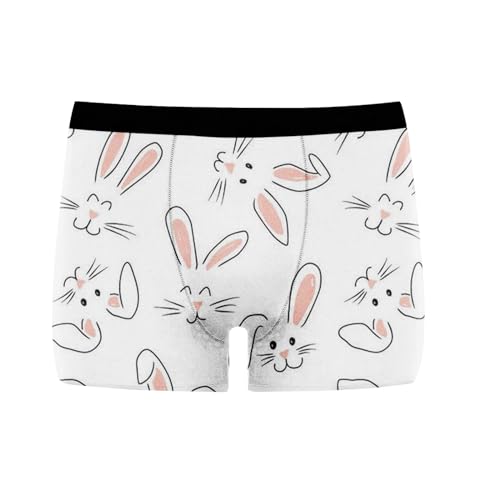 2025 Happy Easter Herren Boxershorts Eier Unterwäsche Bequem Weich Unterwäsche Herren Mit Eingriff (White, XL)
