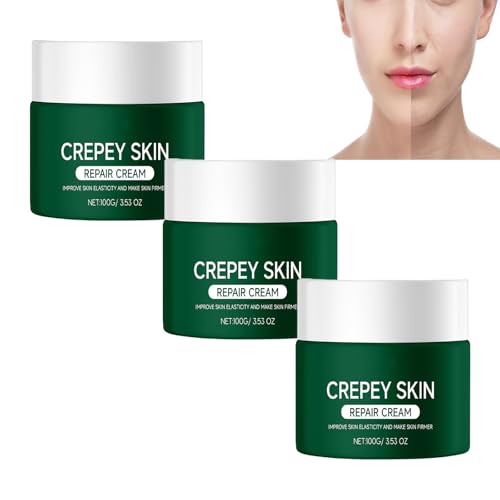 Crepey Skin Repair Cream - Crema reparadora para cara, cuello, brazos y cuerpo - Colágeno y ácido hialurónico, reafirmante e hidratante piel seca y envejecida, crema reafirmante ligera antiarrugas (3