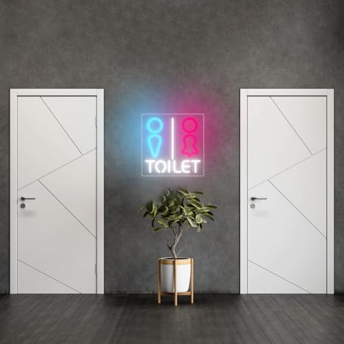 Image of Toilets Neon Signs for Wall Decor Neon Lights for Bedroom Led Business Signs Suitable for Washroom Restroom Christmas Birthday Party Unique for Lover,21 * 21cm