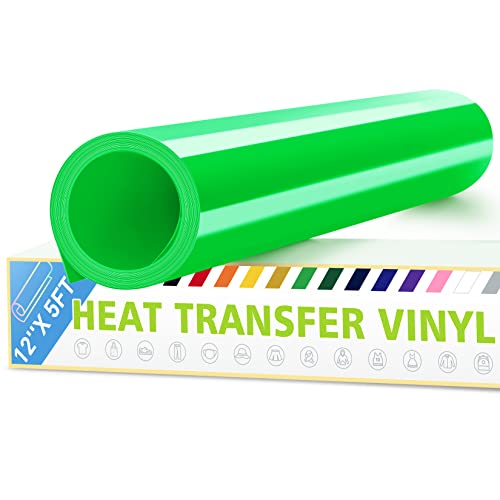 Artcut 12 x 5ft HTV Vinyl Rolls, Heat Transfer Vinyl for Fabric, HTV Vinyl for Shirts, Iron on Vinyl for Cutter Machine - Easy to Cut for Heat Vinyl, Permanent Vinyl (Light Green)