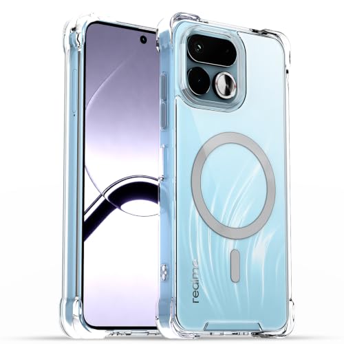 Image of Outlouders Back Cover for Realme 16T 5G | Magnetic-Safe | Transparent PC + TPU | Magnetic Support | Shockproof Protection Bumper Case (Transparent)