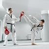 Juvale Taekwondo Kick Pad - أحمر، 15 x 2.5 x 7.5 بوصة، عبوتان - معدات تدريب الفنون القتالية ومعدات التايكوندو - وسادات الكاراتيه والكيك بوكسينغ مع أحزمة المعصم وألواح التأثير