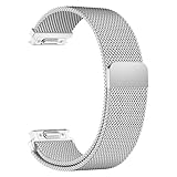 TJCENXIN 20mm Silver Stainless Steel Magnetic Watch Band for Women Men, Push-Button Quick Release Metal Watch Strap Mesh Milanese Loop Wristband Replacement Bracelet