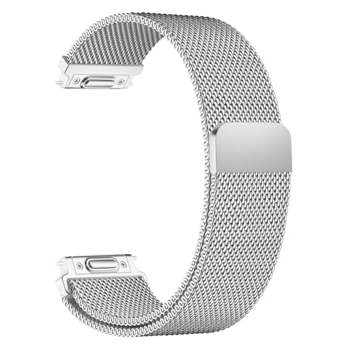 TJCENXIN 20mm Silver Stainless Steel Magnetic Watch Band for Women Men, Push-Button Quick Release Metal Watch Strap Mesh Milanese Loop Wristband Replacement Bracelet
