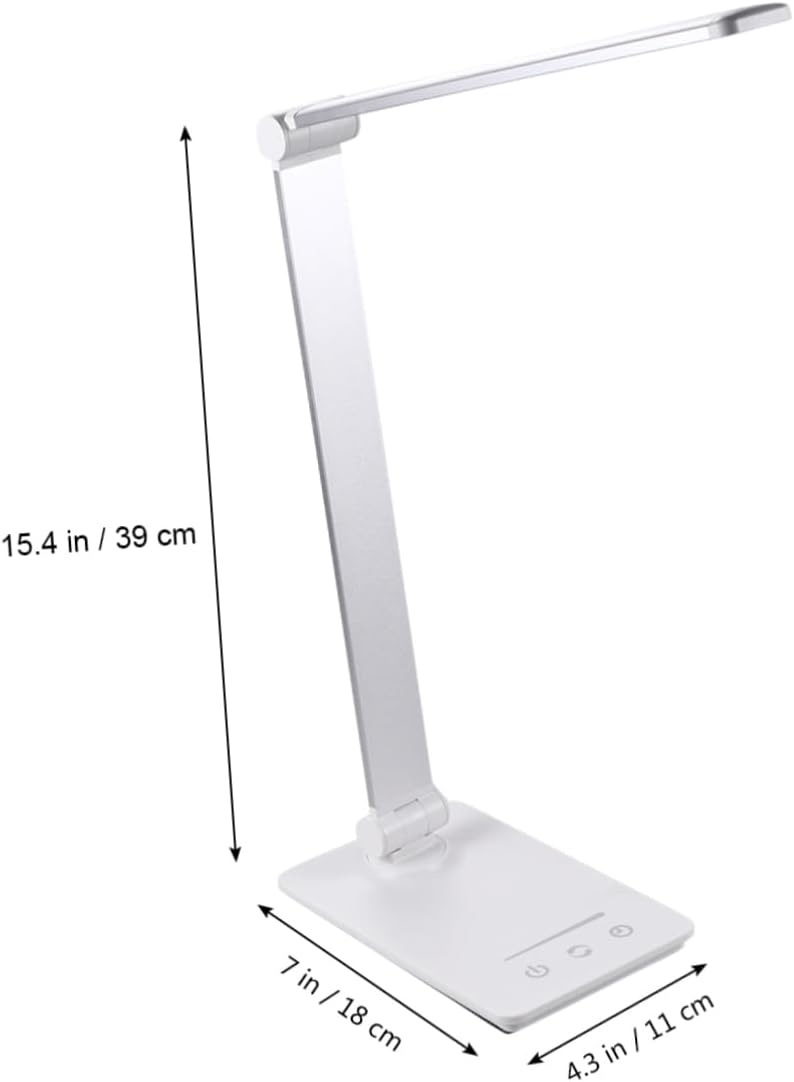 Tofficu 1Pc Rechargeable LED Desk Lamp with Touch Control Lighting Modes Eye Protection Portable Reading Light for Home Office School and Bedroom Silver Color Present Option