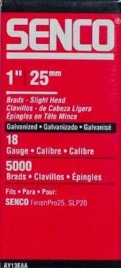 Senco 18 Ga. Smooth Shank Straight Strip Brad Nails 1 in. L x 0.05 in. Dia. 5000 pk
