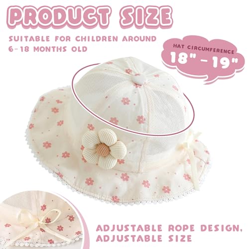 2 Pack Baby Girl Sun Hat,Toddler Infant Flower Bucket Hat Sun Protection Cap Outdoor Summer Beach Essentials3