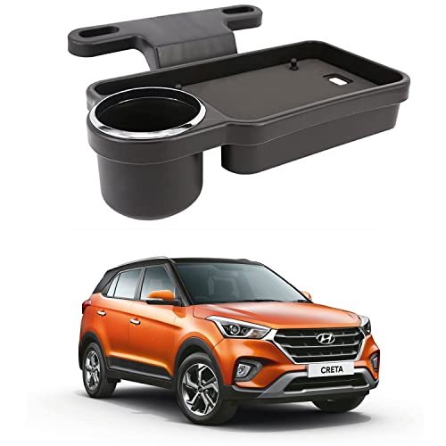 Image of Oshotto (FT-04) Foldable Car Auto Headrest Rear Back Seat Table Drink Food Cup Tray Holder Compatible with Hyundai Creta - Black