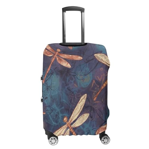Hand Painted Dragonfly Printed Luggage Cover Protector, Fits 18-32 Inch Luggage4