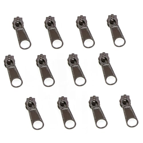 Leekayer 50PCS #5 Brown Pulls for Nylon Coil Zippers Metal Zipper Sliders for Jacket Luggage Purses Bags Bulk(Brown) Metal Slider for Zipper