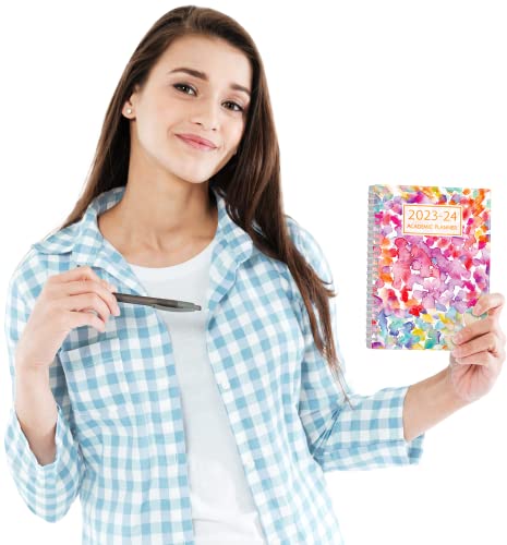 Cranbury Small Academic Planner 2023-2024 (Watercolor), 6X8.25" Daily Weekly Monthly Calendar Planner, Use To June 2024, Schedule Planner Book With Monthly Tabs, Poly Bookmark, Back Pocket, Stickers #TOP6