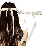 [Herbeluemily] ヘアアクセサリー リボン 大きめ ハーフアップ ポニーテール ヘアクリップ 髪飾り 髪留め ホワイト HM-0153-R03-WH