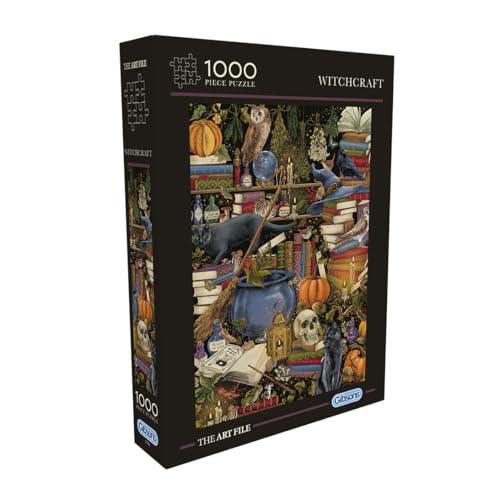 Gibsons The Art File Witchcraft 1000 Piece Jigsaw Puzzle for Adults – Magical Fantasy Scene with Potions & Spellbooks – Colourful Mystical Artwork – Premium Sustainable Puzzle Made in the UK/EU