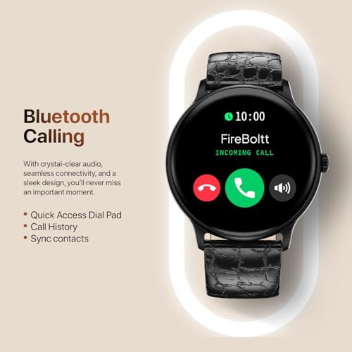 Image of Fire‑Boltt Phoenix Classic Round Smart Watch 1.39″ HD Display with Bluetooth Calling,AI Voice Assistant,SpO2 & Heart Rate Monitor, 120+ Sports Modes,IP67 Waterproof Smart Watch for Men & Women - Black