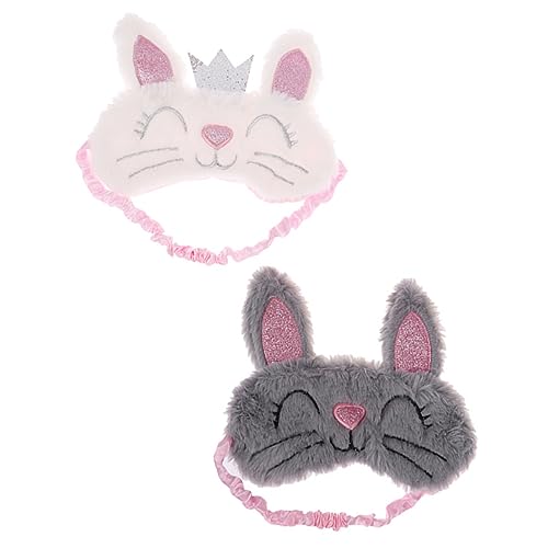 Beatifufu 2個柔らかいプラッシュ素材 ウサギのデザイン 睡眠用アイマスク 目隠し マスク 伸縮性テープ付き 快適な着け心地 洗濯可能 旅行 昼寝 飛行機 電車 使用