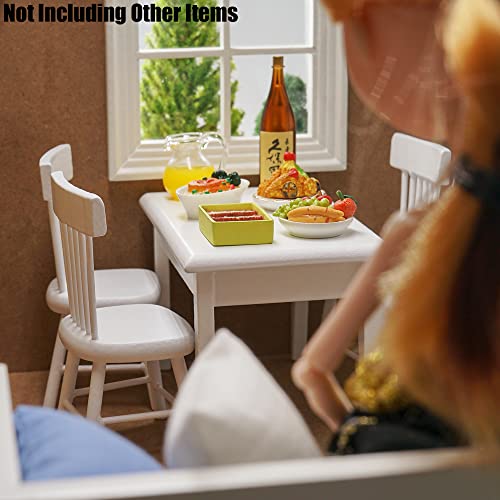 Odoria 1/12 Miniature Dining Table And Chairs Dollhouse Furniture Accessories, White #TOP3
