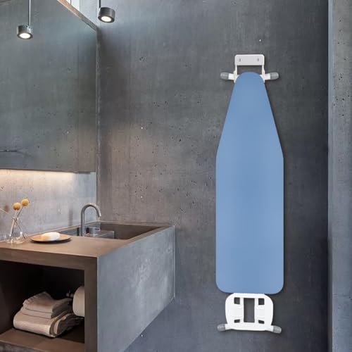 Ironing Board Holder Wall Mount, T Leg Ironing Board Hanger Stainless Steel, Ironing Board Hook for Storage, Ironing Board Holder Organizer Wall Rack for Laundry Rooms, White