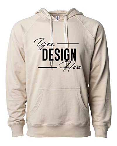 INK STITCH Unisex SS1000 Custom Design Your Own Printing Front and Back Lightweight Terry Hoodies - Sand (M)