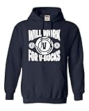Go All Out X-Large Navy Blue Mens Will Work For V-Bucks Funny Sweatshirt Hoodie
