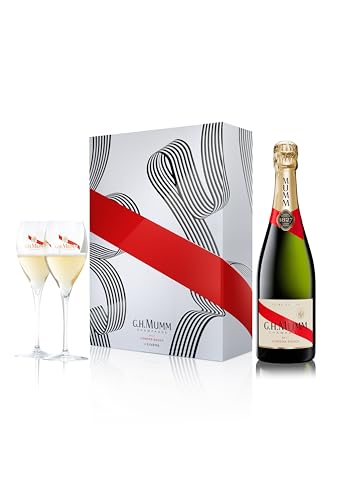Mumm Cordon Rouge Champagne con dos copas, 750 ml