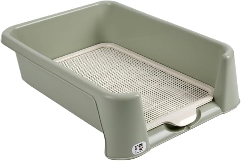 KryZaroS サイズ ホワイト 大型犬用自動水洗犬用トイレ 柵付き踏みつけ防止 幅広トイレトレー 足を濡らさない ゴールデンレト