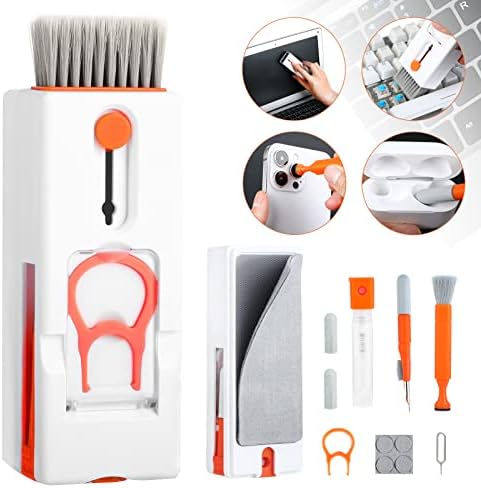 Cleaner Kit for AirPods, Keyboards, Laptop Screens, iPhones and Smartphones - Cleaning Tool with Brush & Microfiber Cloth & Trapezoidal Keycap Puller, 11 in 1 Multifunctional Computer Cleaning Kit
