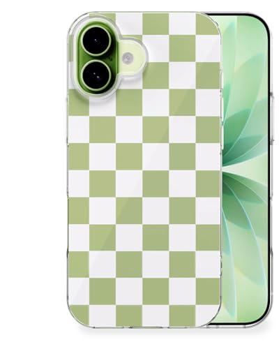 Feams for iPhone 17 Case [Compatible with Magsafe] Slim Shockproof Protective TPU Phone Cover for iPhone 17 6.3" Women Girls, Green Checkered