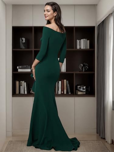 Elegant Mermaid Trumpet Prom Dress V-Neck Sweep Brush Train Ruched Side Slits Mother of The Bride Dress 20253