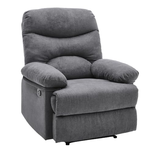 INMOZATA Velvet Recliner Armchair with Adjustable Legrest and Backrest Overstuffed Reclining Chairs Manual Recliner Chair for Living Room Bedroom Home Theater Cafe (Grey)