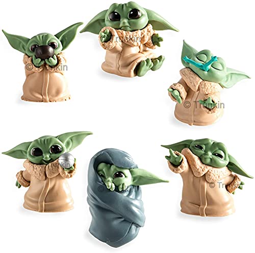 Image of Trunkin Baby Yoda Rubber Doll Gift Toys 2-2.4 Inch Mandalorian Yoda Baby Action Toys (Set A) | Yoda Figures 6Pcs /Set Action Figurine,Multicolor