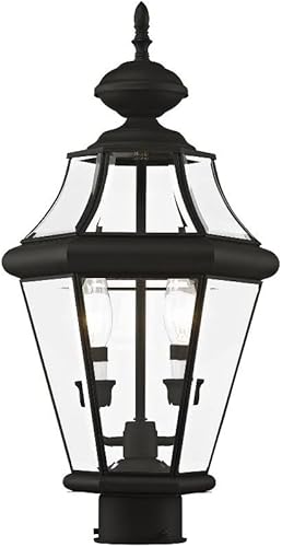 Miniatura 5 de Livex Lighting 2264-02 Georgetown - Cabezal de poste para exteriores con 2 luces, latón pulido