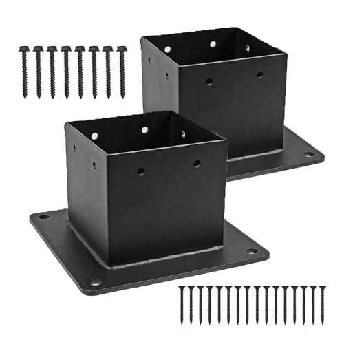 Support de poteau 8,3 x 8,9 cm en acier robuste pour fixation de clôture et pergola de jardin