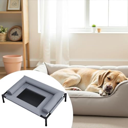 Lit de chien surélevé avec coussin en U et structure jacquard métal - 7