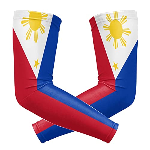 ZGXJJPP Flag Of The Philippines Arm Sleeves for Men or Women - Tattoo Cover Up - Cooling Sports Sleeve for Basketball Golf Football