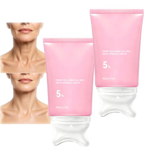 Gua Sha para cuello y crema reafirmante de colágeno para el cuidado de la piel en casa