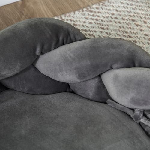 PawHut Hundebett Hundekissen kleine Hunde, Ø55 x 14 cm Hundekorb waschbarer flauschig Hundesofa Hundematte mit weiche Polsterung, Grau