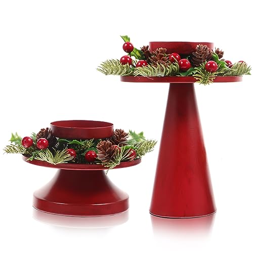 Ciieeo Christmas Tealight Candle Holder Vintage Iron Wreath Design Perfect Desktop Christmas Ornament for Home Decor