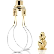 Lamp Shade Light Bulb Clip Adapter,Lamp Shade Holder with Cap Knob Finial and Silicone Levelers,Clip on Lampshade Adapter to Keep Lamp Shade in Place Gold