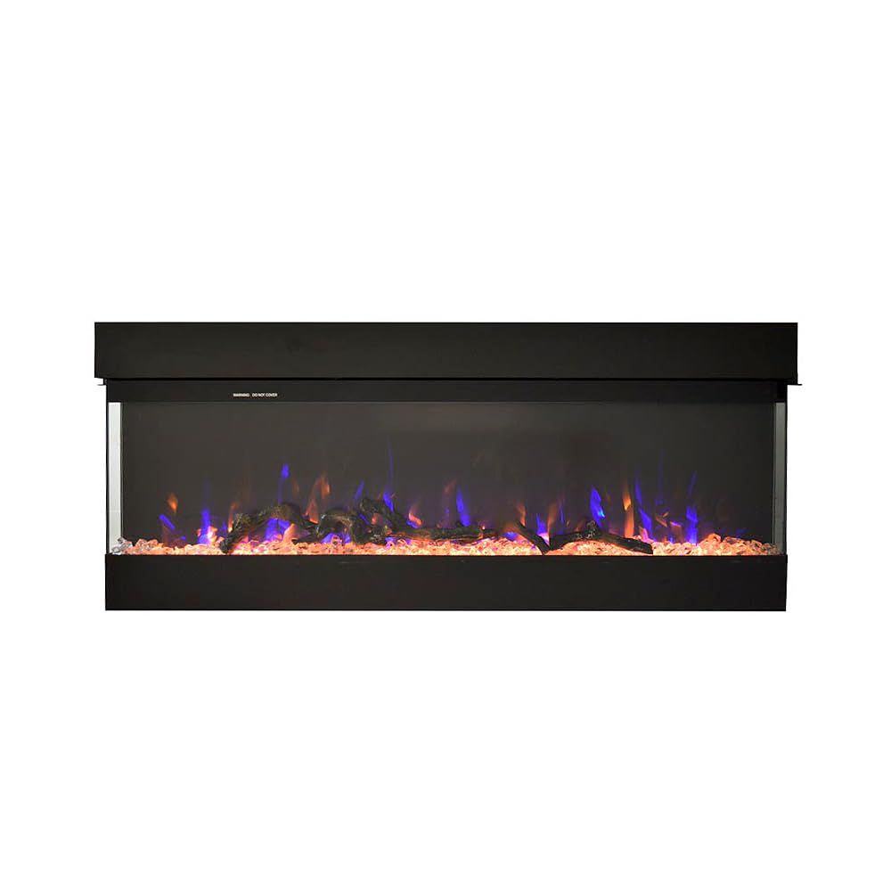 Cheminée électrique ALARO Tempo Style - Murale Ou Encastrable - Effet Flamme LED Réaliste - Chauffage 750/1500W - Télécommande Et Minuterie - Noir Ou Blanc