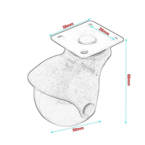 Swet Ball Caster Wheel [Set Of 4] For Furniture [2 Inch], Vintage Antique Swivel Caster With Top Plate [360 Degree Rotated] [Quite And Smooth] [Ball Bearing] [Polyurethane] #TOP4