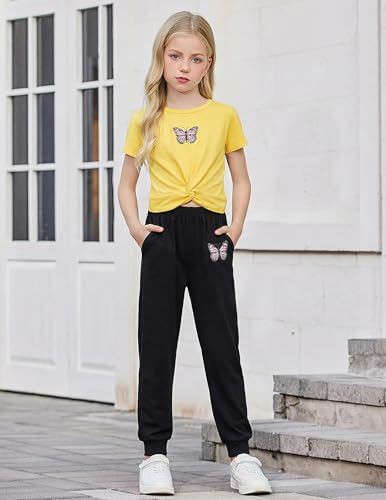 Image of Arshiner Girls Clothing Sets Tie Dye Twist Front Tops & Sweatpants Outfits Sportwear Sweatsuits Tracksuits 4-13 Year